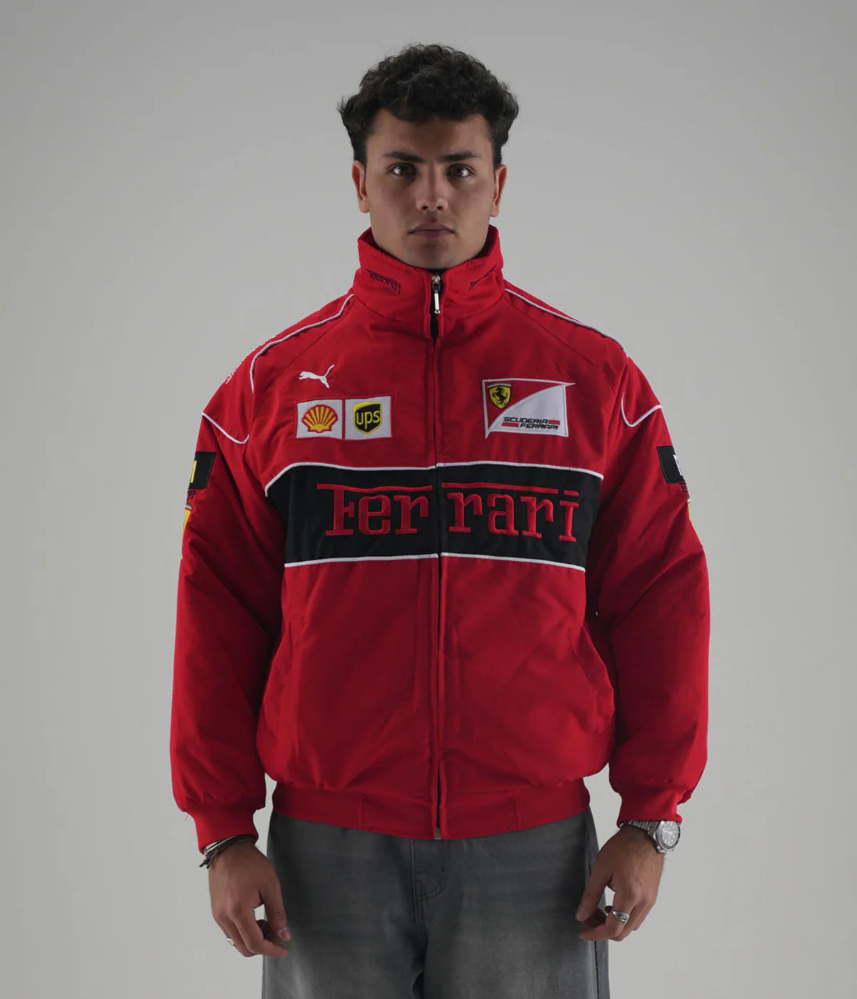 Red Ferrari Embroidered Jacket – Racing Streetwear