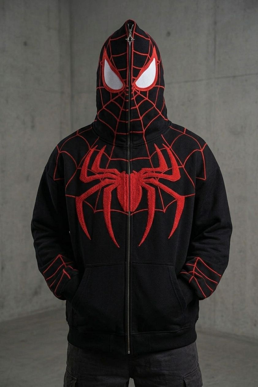 Spiderman Embroidered Hoodie