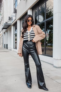 Black Faux Leather Flare Pants By Streetbred