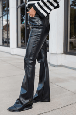 BlackFauxLeatherFlarePants