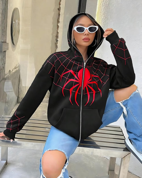 Black Spiderman Full Zip Up Hoodie – Streetwear Edition