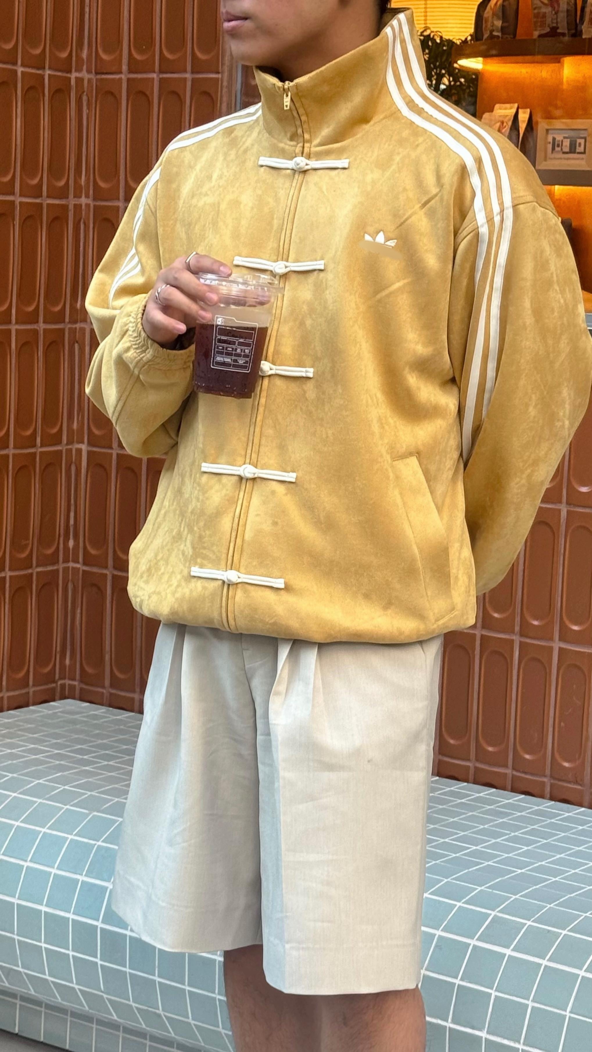 Mustard yellow Adidas Chinese New Year Tang jacket premium streetwear - Streetbred collection