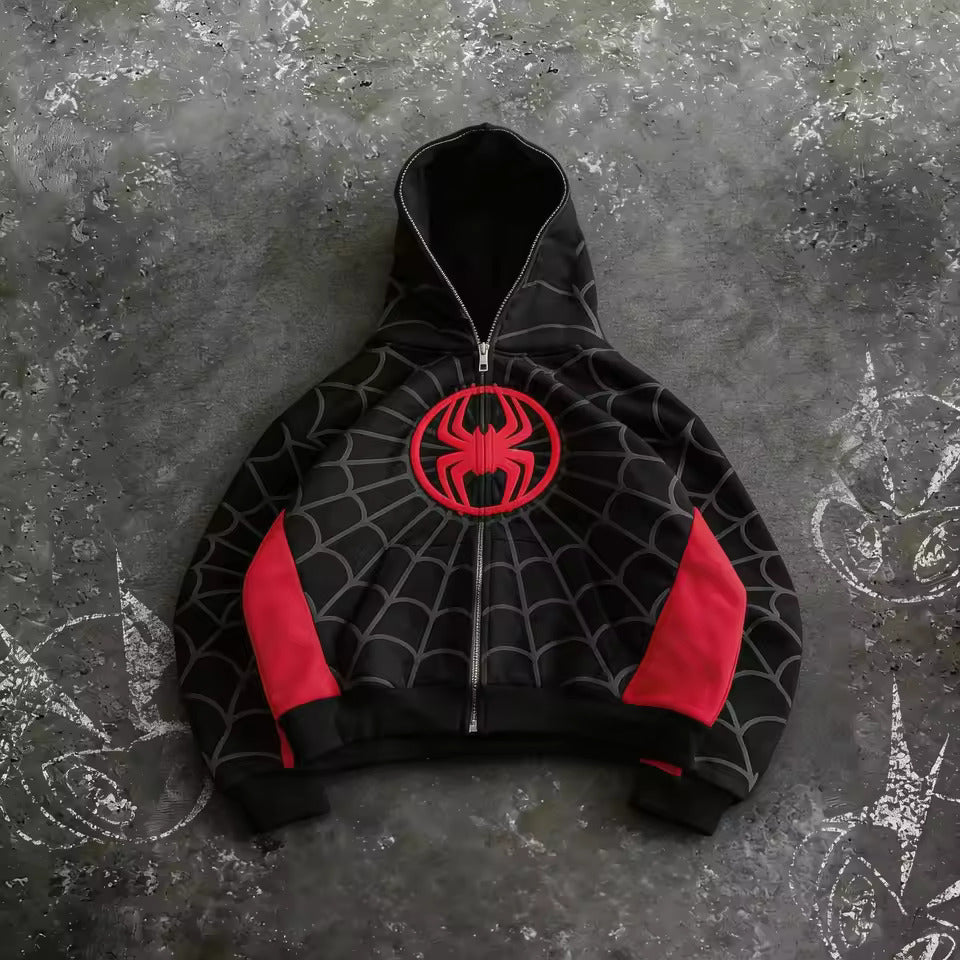 3D Puff Print Chest Logo Detail on the Black Spidey Hoodie by Streetbred