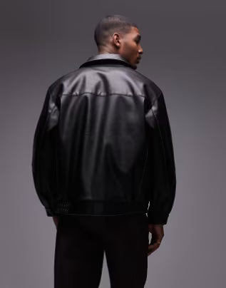 Black Cropped Leather Jacket – Casual & Edgy Outerwear