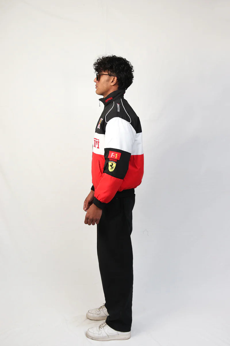 Ferrari F1 Jacket Back View Tri-Colour Red Black White Streetbred India
