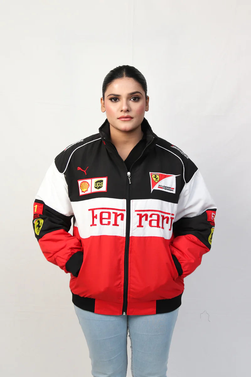 Ferrari Motorsport Jacket Detail - Shell and UPS F1 Sponsor Logos
