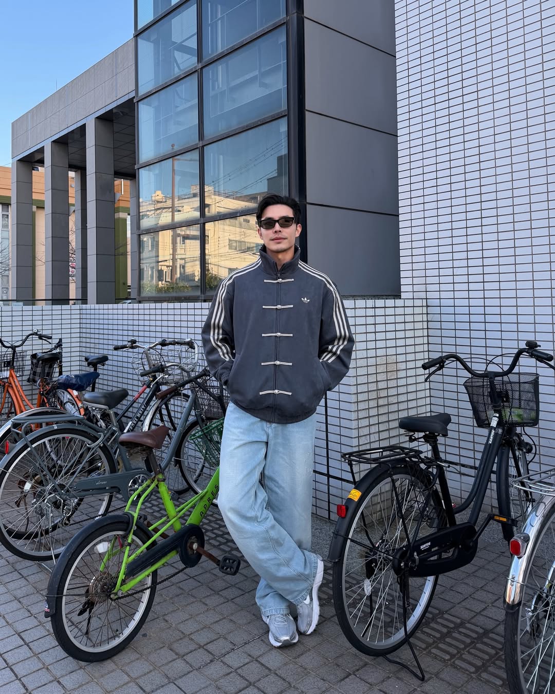 Grey Adidas CNY Jacket - Iconic Sleeve Stripes and High-Density Stitching