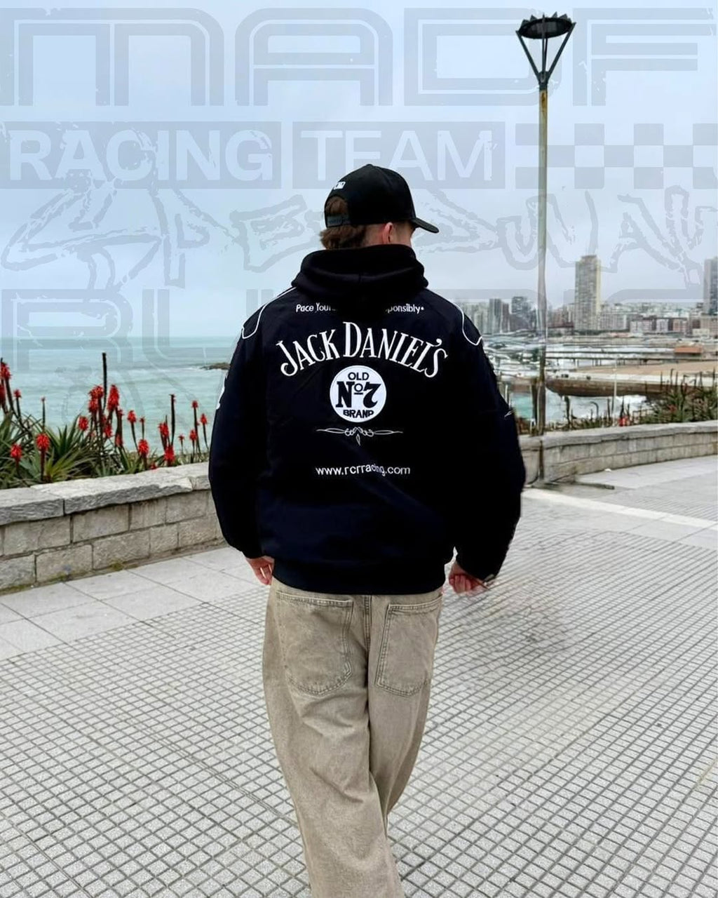 Vintage Jack Daniels Racing Jacket Back View Old No. 7 Brand Logo
