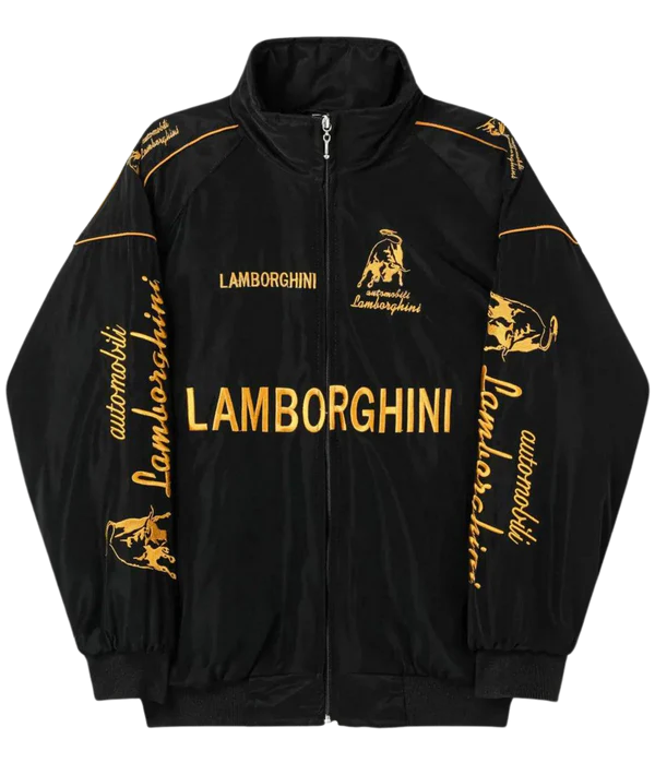 Model Posing in Lamborghini Embroidered Jacket - Motorsport Fashion India
