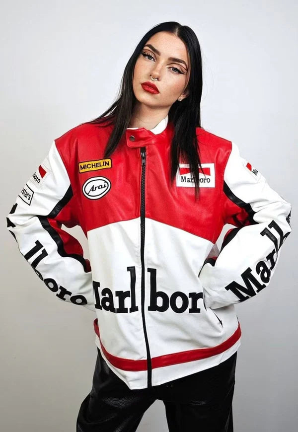 Marlboro Racing Jacket Side View Showing Michelin and Bridgestone Sponsor Patches
