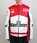Marlboro Racing Premium Leather Jacket Front View - Male Model Streetwear
