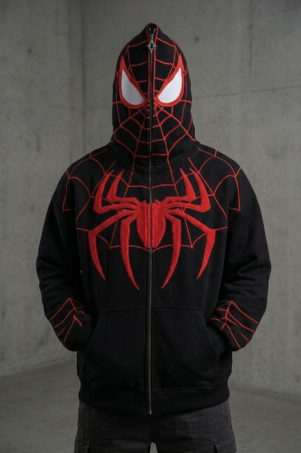 Spiderman Embroidered Hoodie | Premium Zip-Up Streetwear