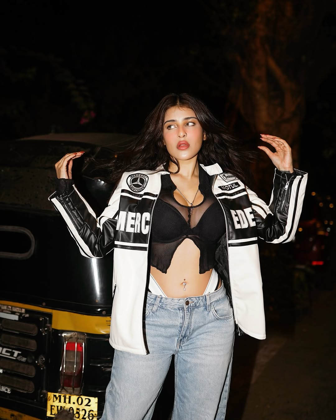 Mercedes F1 Leather Jacket Streetwear Style with Auto-Rickshaw - Streetbred