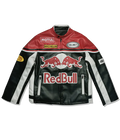 Red Bull Leather Racing Jacket Red/Black Variant - Front View on Model
