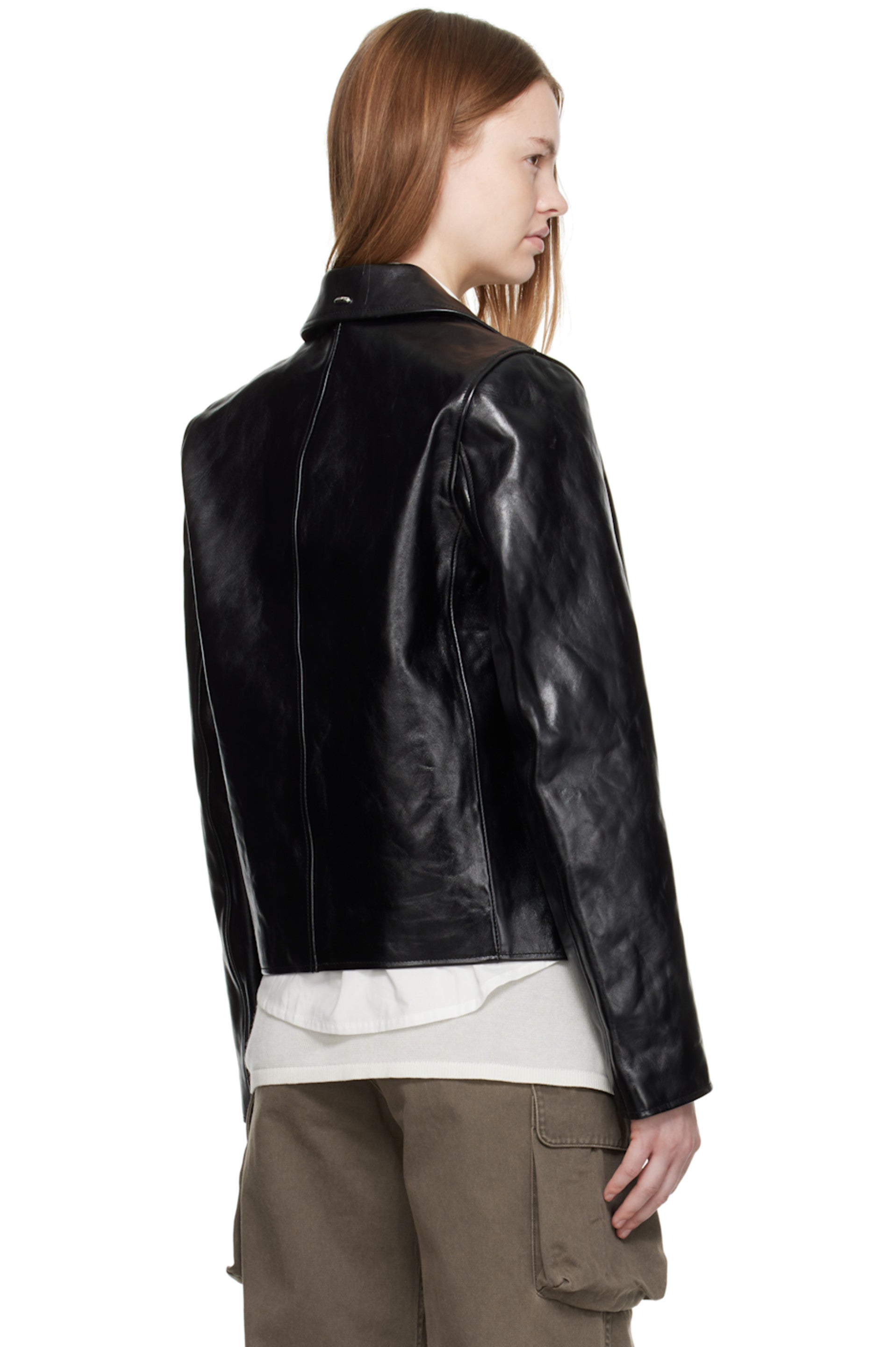 Girls Oversized Premium Vegan Leather Jacket Back View Streetbred Silhouette